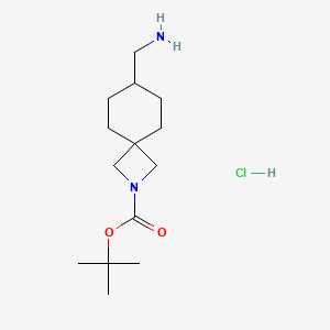 molecular formula C14H27ClN2O2 B2411927 Tert-butyl 7-(aminomethyl)-2-azaspiro[3.5]nonane-2-carboxylate;hydrochloride CAS No. 2413876-51-2