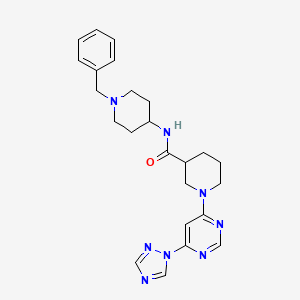 molecular formula C24H30N8O B2411928 N-(1-Benzylpiperidin-4-yl)-1-[6-(1,2,4-triazol-1-yl)pyrimidin-4-yl]piperidine-3-carboxamide CAS No. 1797728-99-4
