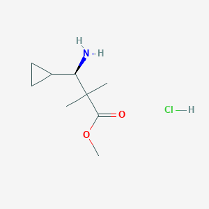 molecular formula C9H18ClNO2 B2411930 甲基（3R）-3-氨基-3-环丙基-2,2-二甲基丙酸酯；盐酸盐 CAS No. 2402789-83-5