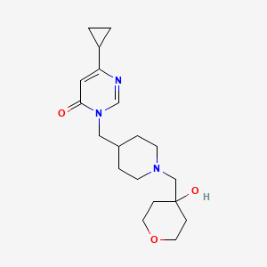 molecular formula C19H29N3O3 B2411939 6-环丙基-3-({1-[(4-羟基氧杂-4-基)甲基]哌啶-4-基}甲基)-3,4-二氢嘧啶-4-酮 CAS No. 2189434-05-5