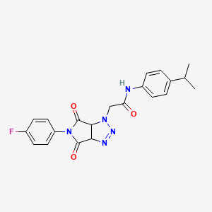 molecular formula C21H20FN5O3 B2411944 2-(5-(4-fluorophenyl)-4,6-dioxo-4,5,6,6a-tetrahydropyrrolo[3,4-d][1,2,3]triazol-1(3aH)-yl)-N-(4-isopropylphenyl)acetamide CAS No. 1052605-47-6