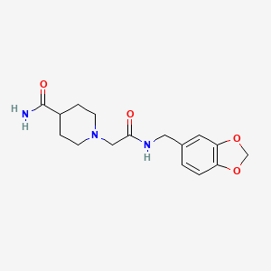molecular formula C16H21N3O4 B2411946 1-[2-(1,3-苯并二氧杂环-5-基甲基氨基)-2-氧代乙基]哌啶-4-甲酰胺 CAS No. 691356-05-5