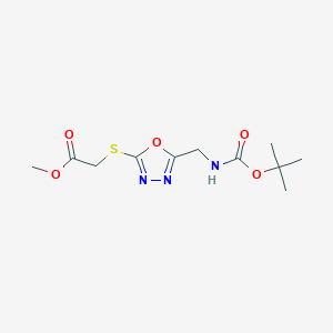 molecular formula C11H17N3O5S B241195 Methyl [(5-{[(tert-butoxycarbonyl)amino]methyl}-1,3,4-oxadiazol-2-yl)thio]acetate 