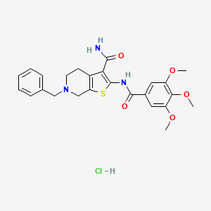 molecular formula C25H28ClN3O5S B2411952 6-Benzyl-2-(3,4,5-trimethoxybenzamido)-4,5,6,7-tetrahydrothieno[2,3-c]pyridine-3-carboxamide hydrochloride CAS No. 1216455-62-7