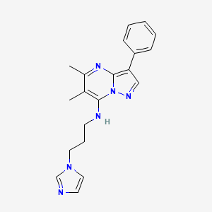 molecular formula C20H22N6 B2411957 N-[3-(1H-咪唑-1-基)丙基]-5,6-二甲基-3-苯基吡唑并[1,5-a]嘧啶-7-胺 CAS No. 900888-30-4