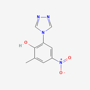 molecular formula C9H8N4O3 B2411969 2-methyl-4-nitro-6-(4H-1,2,4-triazol-4-yl)phenol CAS No. 1432437-76-7