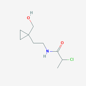 molecular formula C9H16ClNO2 B2411972 2-Chloro-N-[2-[1-(hydroxymethyl)cyclopropyl]ethyl]propanamide CAS No. 2026449-71-6