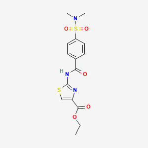 molecular formula C15H17N3O5S2 B2411981 2-(4-(N,N-二甲基磺酰胺基)苯甲酰氨基)噻唑-4-羧酸乙酯 CAS No. 325987-83-5