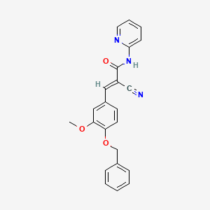 molecular formula C23H19N3O3 B2411985 (E)-3-(4-(benzyloxy)-3-methoxyphenyl)-2-cyano-N-(pyridin-2-yl)acrylamide CAS No. 496021-24-0