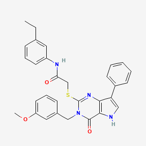 molecular formula C30H28N4O3S B2411986 N-(3-乙基苯基)-2-[{[3-(3-甲氧基苄基)-4-氧代-7-苯基-4,5-二氢-3H-吡咯并[3,2-d]嘧啶-2-基]硫代}乙酰胺 CAS No. 1794781-02-4