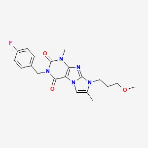 molecular formula C20H22FN5O3 B2412007 3-(4-氟苄基)-8-(3-甲氧基丙基)-1,7-二甲基-1H-咪唑并[2,1-f]嘌呤-2,4(3H,8H)-二酮 CAS No. 887466-13-9
