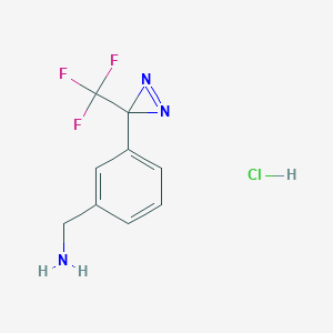 molecular formula C9H9ClF3N3 B2412008 (3-(3-(三氟甲基)-3H-二氮杂环丙-3-基)苯基)甲胺盐酸盐 CAS No. 2031260-46-3