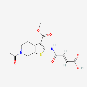 molecular formula C15H16N2O6S B2412011 (2E)-4-{[6-acetyl-3-(methoxycarbonyl)-4,5,6,7-tetrahydrothieno[2,3-c]pyridin-2-yl]amino}-4-oxobut-2-enoic acid CAS No. 857493-83-5