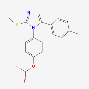 molecular formula C18H16F2N2OS B2412014 1-(4-(二氟甲氧基)苯基)-2-(甲硫基)-5-(对甲苯基)-1H-咪唑 CAS No. 1226429-48-6