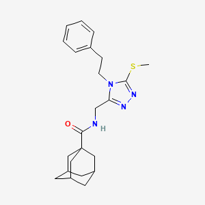 molecular formula C23H30N4OS B2412016 (1S,3s)-N-((5-(methylthio)-4-phenethyl-4H-1,2,4-triazol-3-yl)methyl)adamantane-1-carboxamide CAS No. 477303-67-6