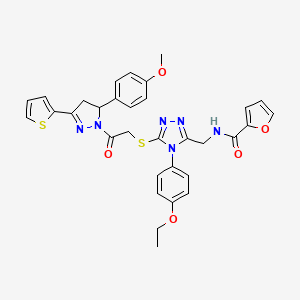 N-[[4-(4-ethoxyphenyl)-5-[2-[3-(4-methoxyphenyl)-5-thiophen-2-yl-3,4-dihydropyrazol-2-yl]-2-oxoethyl]sulfanyl-1,2,4-triazol-3-yl]methyl]furan-2-carboxamide