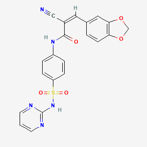 (Z)-3-(1,3-Benzodioxol-5-yl)-2-cyano-N-[4-(pyrimidin-2-ylsulfamoyl)phenyl]prop-2-enamide