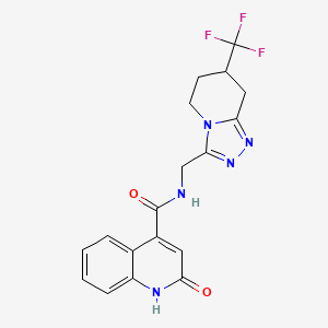 molecular formula C18H16F3N5O2 B2412028 2-羟基-N-((7-(三氟甲基)-5,6,7,8-四氢-[1,2,4]三唑并[4,3-a]吡啶-3-基)甲基)喹啉-4-甲酰胺 CAS No. 2034381-72-9