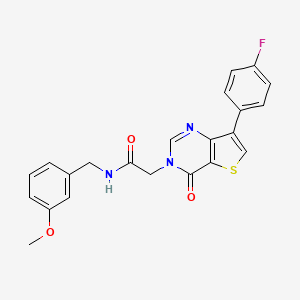 molecular formula C22H18FN3O3S B2412029 2-[7-(4-fluorophenyl)-4-oxothieno[3,2-d]pyrimidin-3(4H)-yl]-N-(3-methoxybenzyl)acetamide CAS No. 1207013-18-0