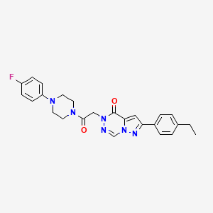 molecular formula C25H25FN6O2 B2412033 2-(4-ethylphenyl)-5-(2-(4-(4-fluorophenyl)piperazin-1-yl)-2-oxoethyl)pyrazolo[1,5-d][1,2,4]triazin-4(5H)-one CAS No. 1291873-68-1