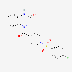 molecular formula C20H20ClN3O4S B2412034 4-(1-((4-chlorophenyl)sulfonyl)piperidine-4-carbonyl)-3,4-dihydroquinoxalin-2(1H)-one CAS No. 928896-67-7