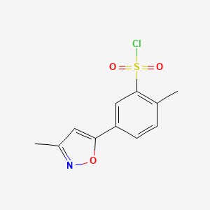 molecular formula C11H10ClNO3S B2412054 2-Methyl-5-(3-methyl-5-isoxazolyl)benzenesulfonyl chloride CAS No. 1284186-31-7