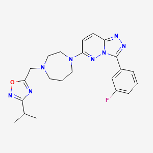 5-[[4-[3-(3-Fluorophenyl)-[1,2,4]triazolo[4,3-b]pyridazin-6-yl]-1,4-diazepan-1-yl]methyl]-3-propan-2-yl-1,2,4-oxadiazole