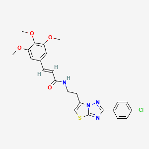 molecular formula C24H23ClN4O4S B2412058 (E)-N-(2-(2-(4-chlorophenyl)thiazolo[3,2-b][1,2,4]triazol-6-yl)ethyl)-3-(3,4,5-trimethoxyphenyl)acrylamide CAS No. 894035-54-2