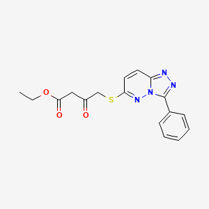 molecular formula C17H16N4O3S B2412060 3-氧代-4-[(3-苯基[1,2,4]三唑并[4,3-b]哒嗪-6-基)硫代]丁酸乙酯 CAS No. 852372-96-4