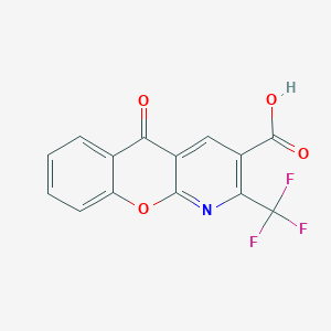 molecular formula C14H6F3NO4 B2412065 5-oxo-2-(trifluoromethyl)-5H-chromeno[2,3-b]pyridine-3-carboxylic acid CAS No. 339020-61-0