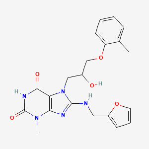 molecular formula C21H23N5O5 B2412069 8-((furan-2-ylmethyl)amino)-7-(2-hydroxy-3-(o-tolyloxy)propyl)-3-methyl-1H-purine-2,6(3H,7H)-dione CAS No. 333752-25-3