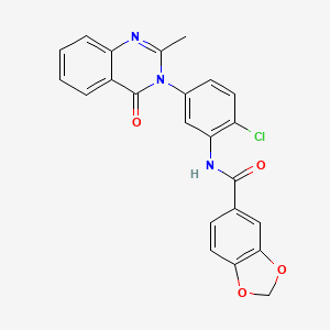 molecular formula C23H16ClN3O4 B2412079 N-(2-chloro-5-(2-methyl-4-oxoquinazolin-3(4H)-yl)phenyl)benzo[d][1,3]dioxole-5-carboxamide CAS No. 899757-87-0