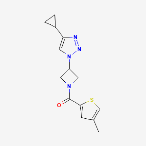 molecular formula C14H16N4OS B2412083 (3-(4-cyclopropyl-1H-1,2,3-triazol-1-yl)azetidin-1-yl)(4-methylthiophen-2-yl)methanone CAS No. 2097864-06-5