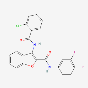 molecular formula C22H13ClF2N2O3 B2412084 3-(2-氯苯甲酰胺基)-N-(3,4-二氟苯基)苯并呋喃-2-甲酰胺 CAS No. 872609-21-7