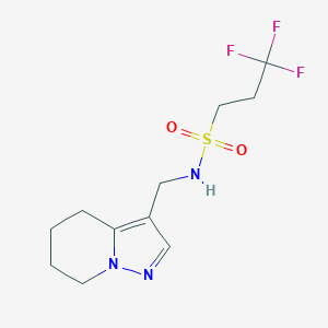 molecular formula C11H16F3N3O2S B2412085 3,3,3-三氟-N-((4,5,6,7-四氢吡唑并[1,5-a]吡啶-3-基)甲基)丙烷-1-磺酰胺 CAS No. 2034338-16-2