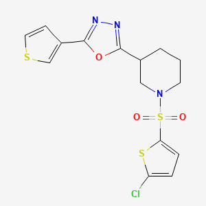 2-(1-((5-Chlorothiophen-2-yl)sulfonyl)piperidin-3-yl)-5-(thiophen-3-yl)-1,3,4-oxadiazole