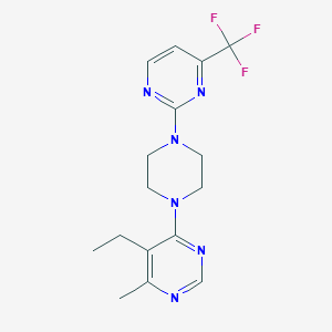 molecular formula C16H19F3N6 B2412087 5-Ethyl-4-methyl-6-[4-[4-(trifluoromethyl)pyrimidin-2-yl]piperazin-1-yl]pyrimidine CAS No. 2380099-13-6