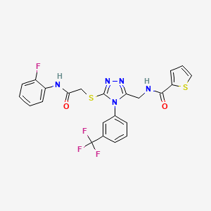 N-[[5-[2-(2-fluoroanilino)-2-oxoethyl]sulfanyl-4-[3-(trifluoromethyl)phenyl]-1,2,4-triazol-3-yl]methyl]thiophene-2-carboxamide