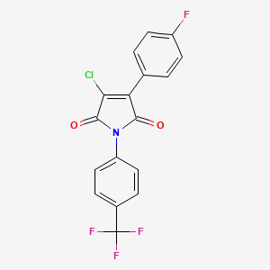 molecular formula C17H8ClF4NO2 B2412104 3-Chloro-4-(4-fluorophenyl)-1-[4-(trifluoromethyl)phenyl]pyrrole-2,5-dione CAS No. 1788630-07-8