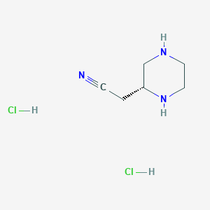 molecular formula C6H13Cl2N3 B2412106 2-[(2R)-piperazin-2-yl]acetonitrile dihydrochloride CAS No. 2250242-66-9