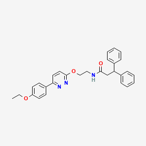 molecular formula C29H29N3O3 B2412108 N-(2-((6-(4-ethoxyphenyl)pyridazin-3-yl)oxy)ethyl)-3,3-diphenylpropanamide CAS No. 920249-80-5