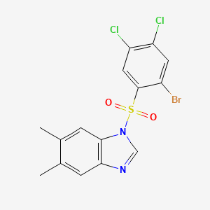 molecular formula C15H11BrCl2N2O2S B2412109 1-(2-Bromo-4,5-dichlorophenyl)sulfonyl-5,6-dimethylbenzimidazole CAS No. 2379993-26-5