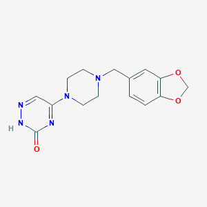 molecular formula C15H17N5O3 B241211 5-[4-(1,3-benzodioxol-5-ylmethyl)-1-piperazinyl]-1,2,4-triazin-3(2H)-one 