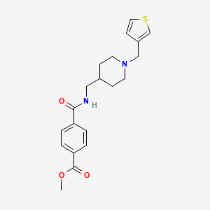 molecular formula C20H24N2O3S B2412111 Methyl 4-(((1-(thiophen-3-ylmethyl)piperidin-4-yl)methyl)carbamoyl)benzoate CAS No. 1235059-60-5