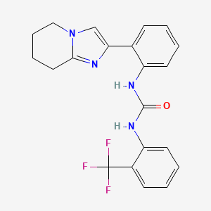 molecular formula C21H19F3N4O B2412113 1-(2-(5,6,7,8-四氢咪唑并[1,2-a]吡啶-2-基)苯基)-3-(2-(三氟甲基)苯基)脲 CAS No. 2034309-14-1