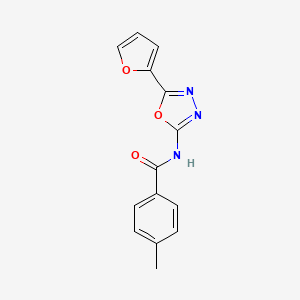 molecular formula C14H11N3O3 B2412129 N-(5-(furan-2-yl)-1,3,4-oxadiazol-2-yl)-4-methylbenzamide CAS No. 851095-14-2