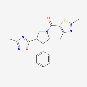 molecular formula C19H20N4O2S B2412131 (2,4-Dimethylthiazol-5-yl)(3-(3-methyl-1,2,4-oxadiazol-5-yl)-4-phenylpyrrolidin-1-yl)methanone CAS No. 1903382-45-5