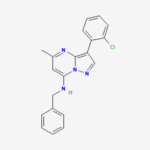 molecular formula C20H17ClN4 B2412137 N-benzyl-3-(2-chlorophenyl)-5-methylpyrazolo[1,5-a]pyrimidin-7-amine CAS No. 890634-80-7