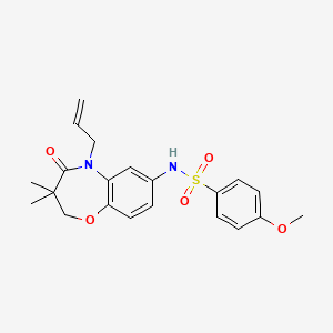 molecular formula C21H24N2O5S B2412139 N-(5-allyl-3,3-dimethyl-4-oxo-2,3,4,5-tetrahydrobenzo[b][1,4]oxazepin-7-yl)-4-methoxybenzenesulfonamide CAS No. 922024-52-0