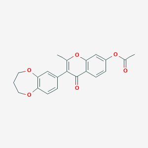 molecular formula C21H18O6 B2412140 3-(3,4-dihydro-2H-1,5-benzodioxepin-7-yl)-2-methyl-4-oxo-4H-chromen-7-yl acetate CAS No. 170511-43-0